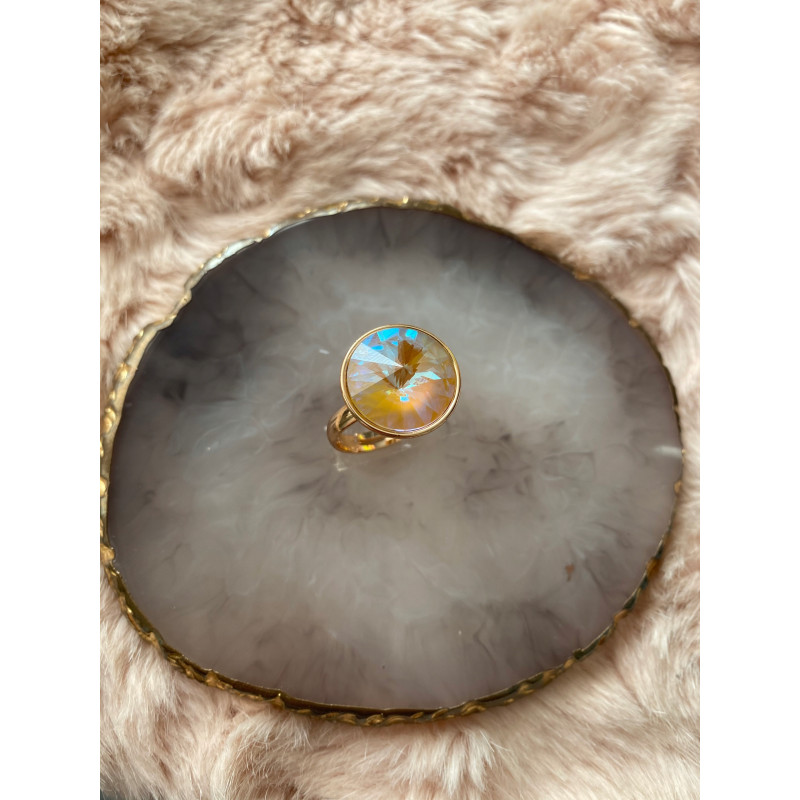 96 Pierścionek regulowany duże oczko holo