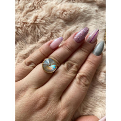 96 Pierścionek regulowany duże oczko holo