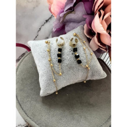 191 Złote kolczyki łańcuszek ZACISK nausznica STAL