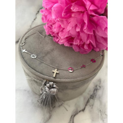 750 SREBRNY łańcuszek celebrytka KRZYŻ Stal 316L