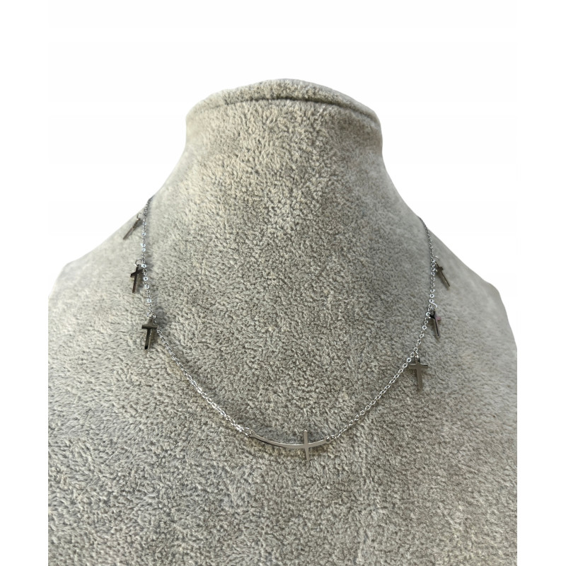 729 SREBRNY łańcuszek celebrytka KRZYŻ Stal 316L