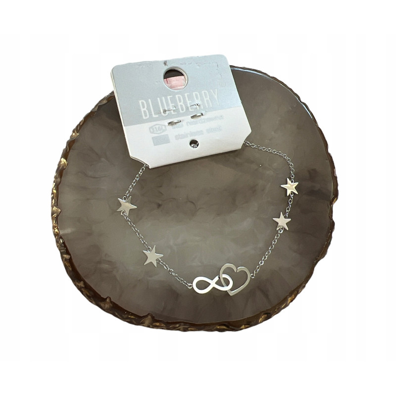 652 Srebrna bransoletka BLUEBERRY SERCE STAL 316