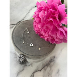 744 Srebrna bransoletka KRZYŻ KRZYŻYK STAL 316