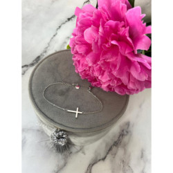 745 Srebrna bransoletka KRZYŻ KRZYŻYK STAL 316