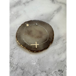 745 Srebrna bransoletka KRZYŻ KRZYŻYK STAL 316