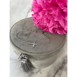 745 Srebrna bransoletka KRZYŻ KRZYŻYK STAL 316