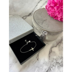 745 Srebrna bransoletka KRZYŻ KRZYŻYK STAL 316