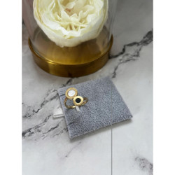 844 Pierścionek MASA PERŁOWA ZEGAR r 7/17mm stal