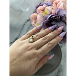 844 Pierścionek MASA PERŁOWA ZEGAR r 7/17mm stal