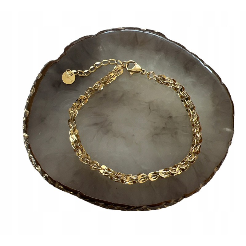 132 Złota bransoletka PIĘKNY SPLOT stal 316L