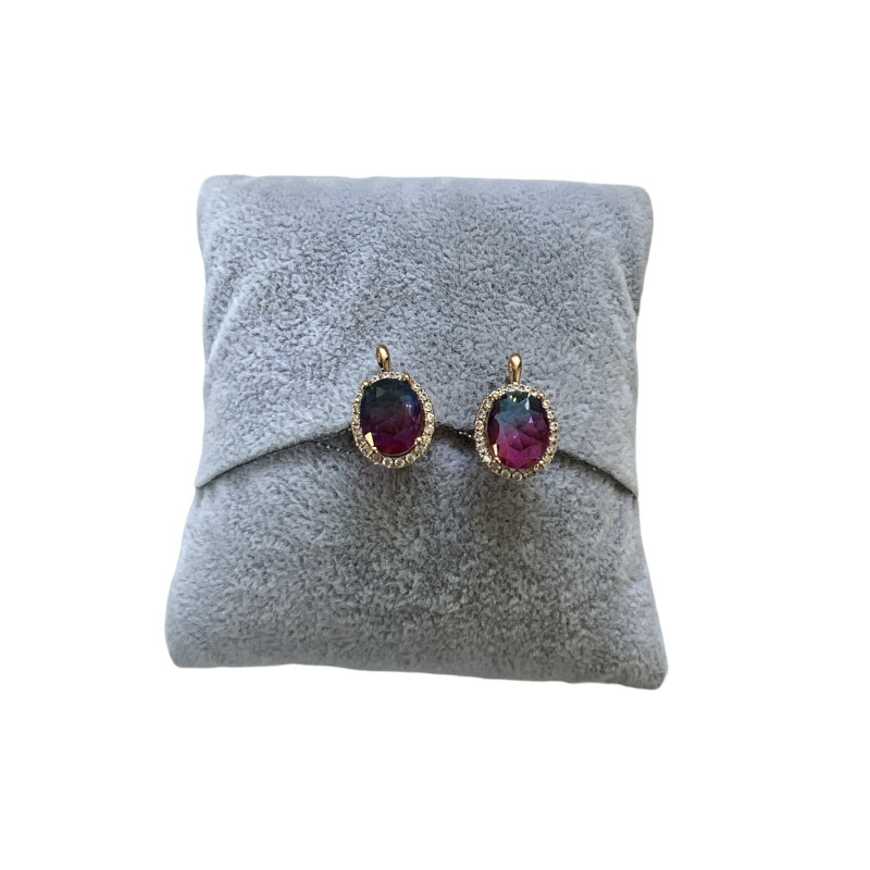 1015 Złote kolczyki OMBRE CYRKONIE STAL 316