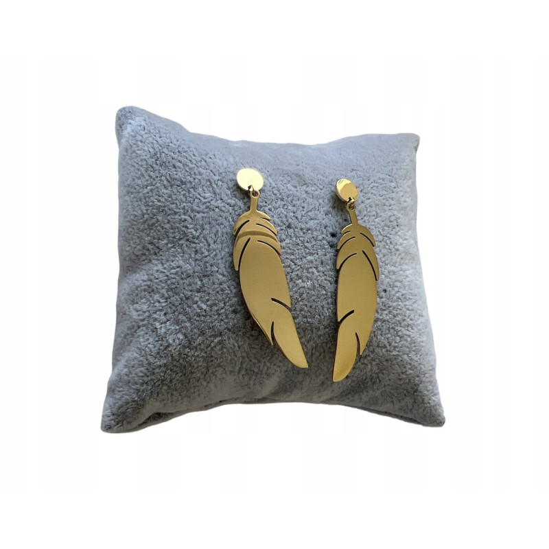 492 Złote kolczyki wkrętki PIÓRKA PIÓRA STAL 316