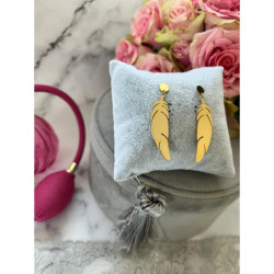 492 Złote kolczyki wkrętki PIÓRKA PIÓRA STAL 316