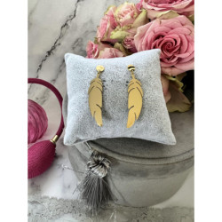 492 Złote kolczyki wkrętki PIÓRKA PIÓRA STAL 316