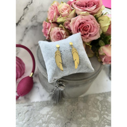 492 Złote kolczyki wkrętki PIÓRKA PIÓRA STAL 316