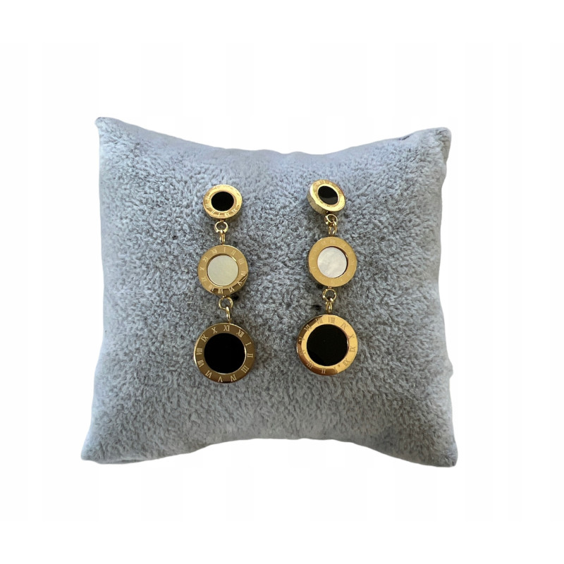 216 Złote kolczyki wkrętki ZEGAR MASA PERŁOWA stal