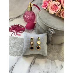 216 Złote kolczyki wkrętki ZEGAR MASA PERŁOWA stal