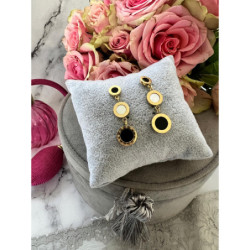 216 Złote kolczyki wkrętki ZEGAR MASA PERŁOWA stal