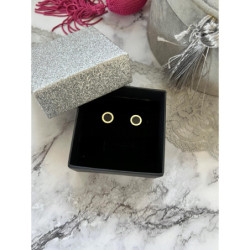 1102 Złote kolczyki wkrętki ZEGAR CZARNE stal 316L