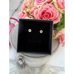 748 Złote kolczyki wkrętki ZEGAR CZARNE stal 316L