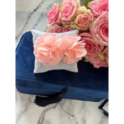 1175 Złote kolczyki jedwabne kwiaty RÓŻOWE HIT