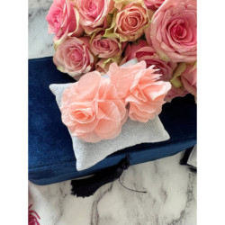 1175 Złote kolczyki jedwabne kwiaty RÓŻOWE HIT