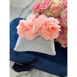 1175 Złote kolczyki jedwabne kwiaty RÓŻOWE HIT