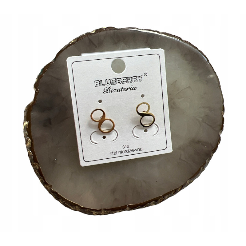 244 Złote kolczyki BLUEBERRY NIESKOŃCZONOŚĆ stal