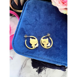 580 Złote kolczyki wkrętki KOT KOTEK stal 316L