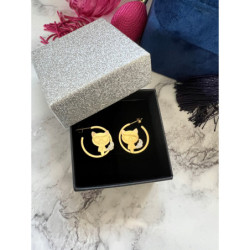 580 Złote kolczyki wkrętki KOT KOTEK stal 316L