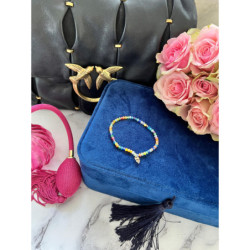 578 Bransoletka na gumce koraliki HOLO STAL 316