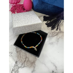 578 Bransoletka na gumce koraliki HOLO STAL 316