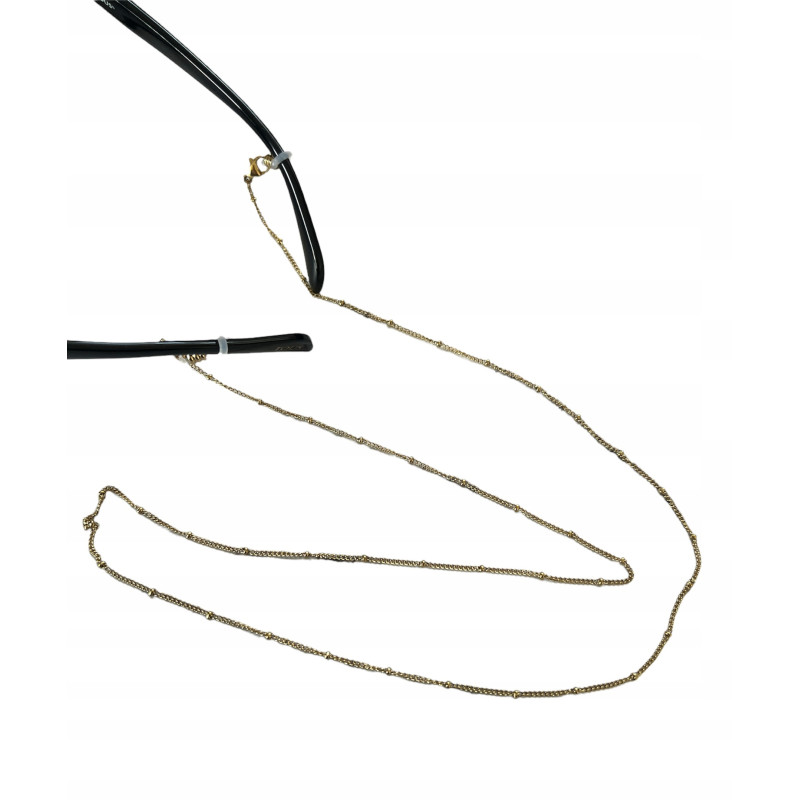 1098 Łańcuszek do okularów KULKI złoty STAL