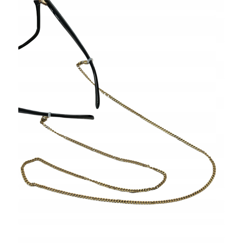 1055 Łańcuszek do okularów PANCERKA złoty STAL