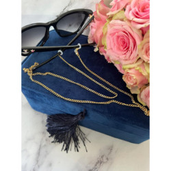 1055 Łańcuszek do okularów PANCERKA złoty STAL