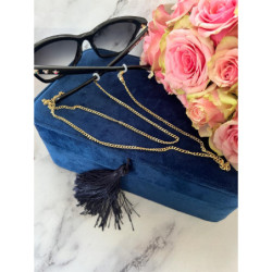 1055 Łańcuszek do okularów PANCERKA złoty STAL