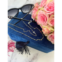 637 Łańcuszek do okularów KRZYŻ złoty STAL