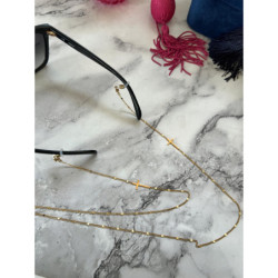 637 Łańcuszek do okularów KRZYŻ złoty STAL