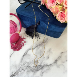 637 Łańcuszek do okularów KRZYŻ złoty STAL