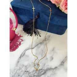 637 Łańcuszek do okularów KRZYŻ złoty STAL