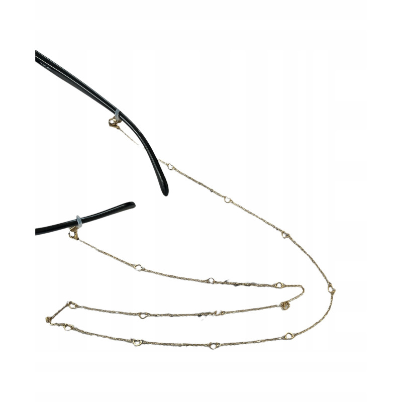 227 Łańcuszek do okularów SERCA złoty STAL