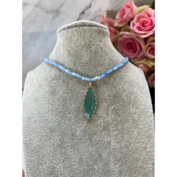 1081 Naszyjnik Moon River jak TOPAZ NIEBIESKI STAL