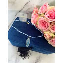 1081 Naszyjnik Moon River jak TOPAZ NIEBIESKI STAL