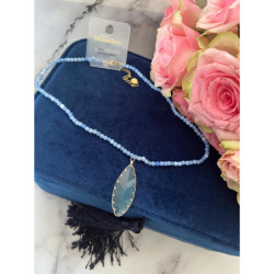 1081 Naszyjnik Moon River jak TOPAZ NIEBIESKI STAL