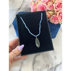 1081 Naszyjnik Moon River jak TOPAZ NIEBIESKI STAL