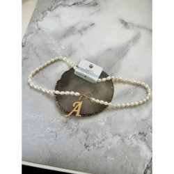 Celebrytka Blueberry perły naturalne literka A