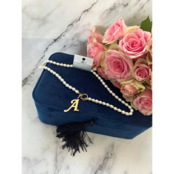 Celebrytka Blueberry perły naturalne literka A