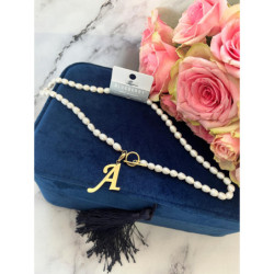 Celebrytka Blueberry perły naturalne literka A