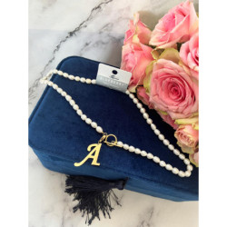 Celebrytka Blueberry perły naturalne literka A