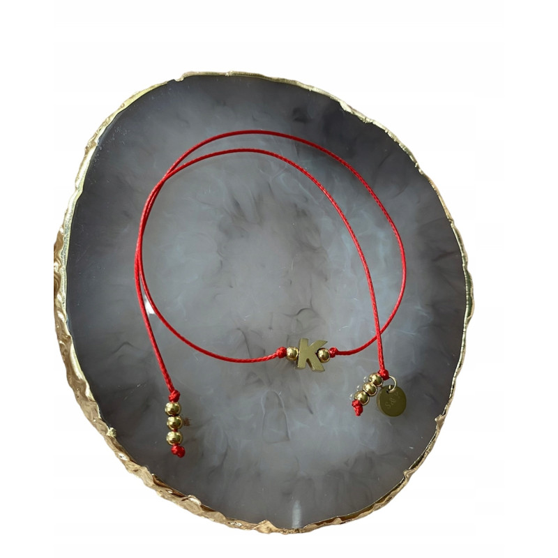 Bransoletka talizman na szczęście LITERKA K stal